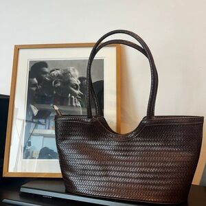 Elegant Brown Woven Tote Bag